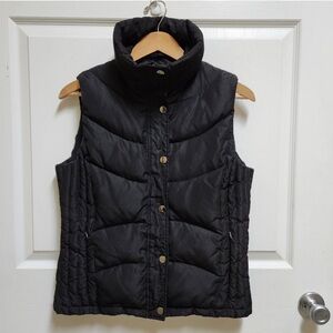 Kenneth Cole Reaction Puffer Vest Womens M Black Quilted Down Full Zip Snap Warm